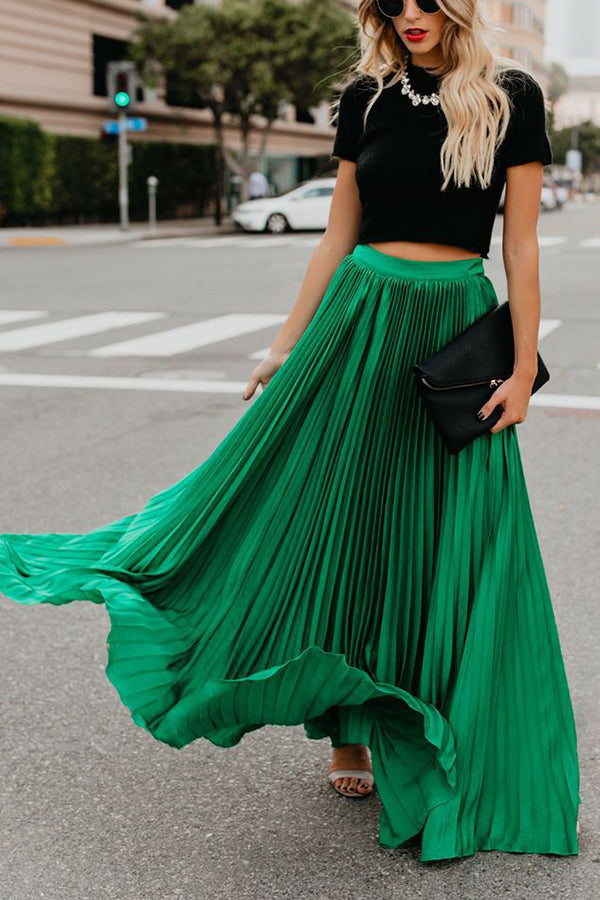 Eveloria Damen Maxi Rock Plissiert