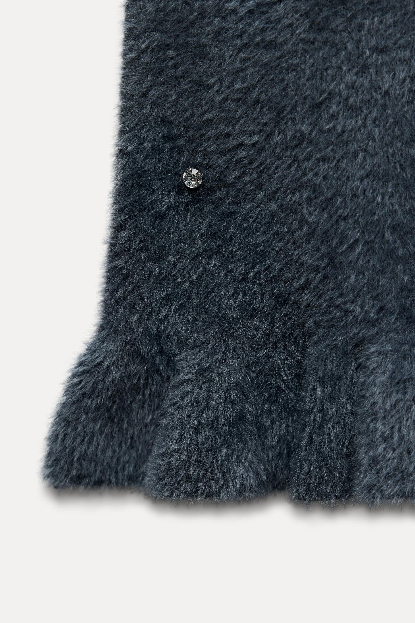 Damen Strick-Minikleid Perlen Gerüschter Saum