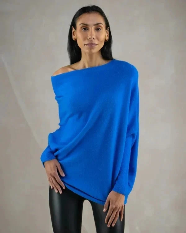 Eveloria Damen Asymmetrischer Pullover Drapiert