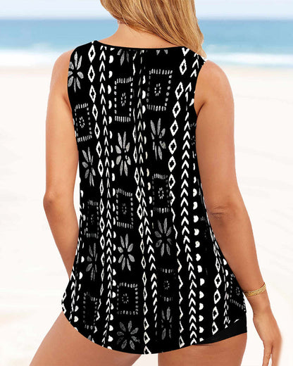 Eveloria Damen Tankini Gedruckt Zweiteilig
