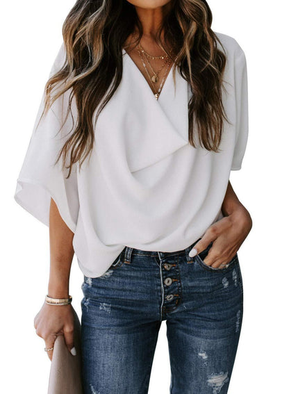 Damen Chiffonhemd V-Ausschnitt