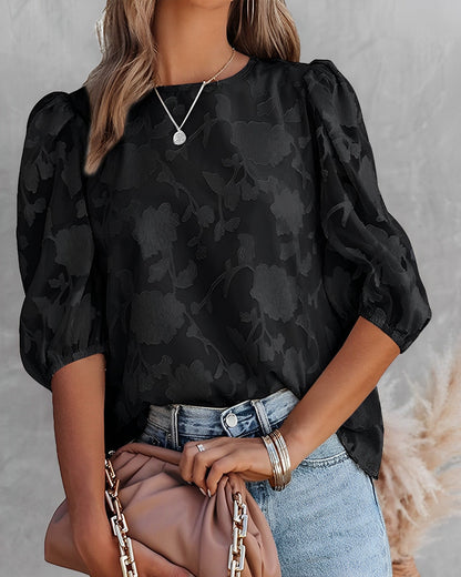 Eveloria Damen Chiffon Bluse Puffärmelig