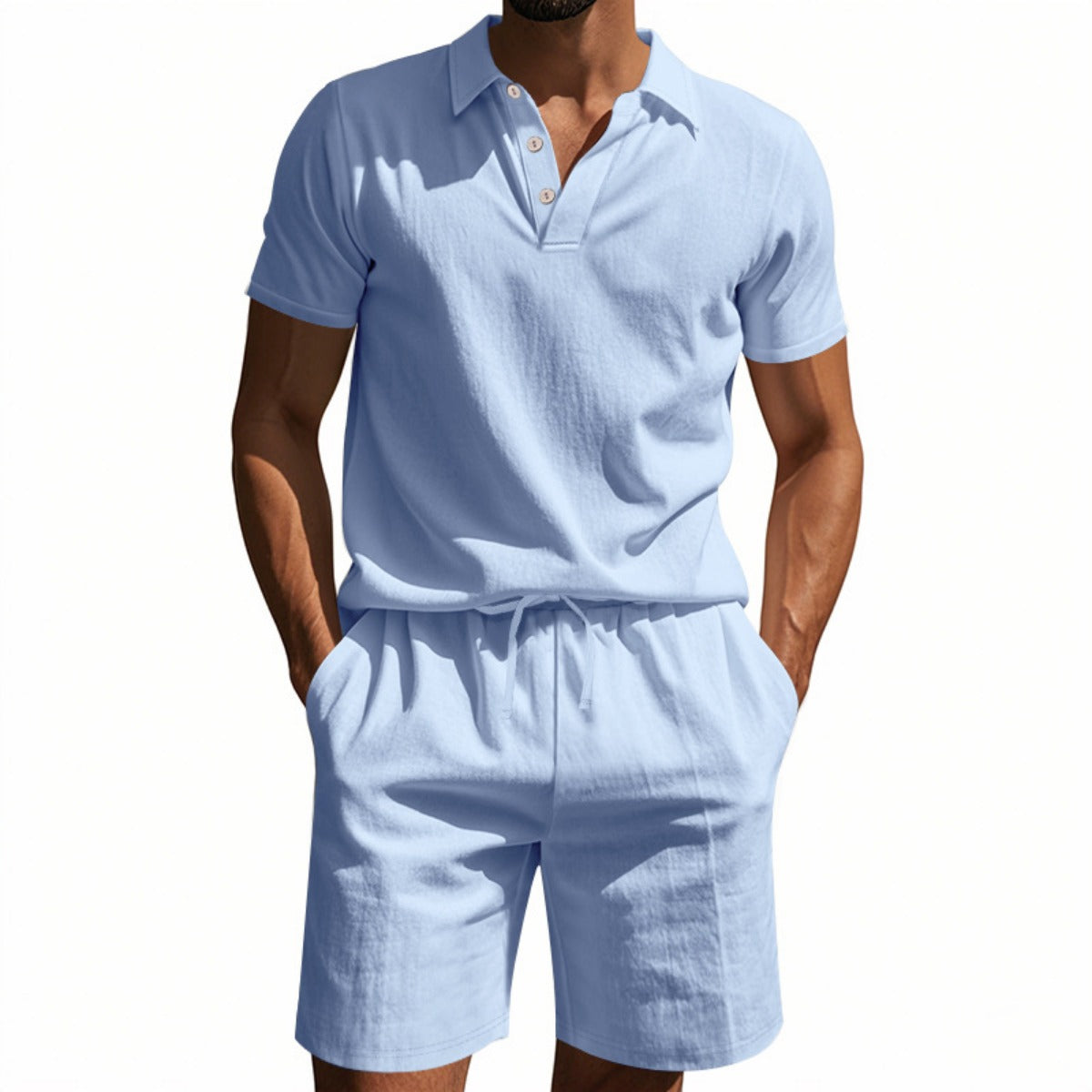 Eveloria Damen Kurzärmliges Poloshirt Strandanzug Shorts Set