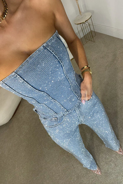 Damen Glitzer Oberteil und Hose
