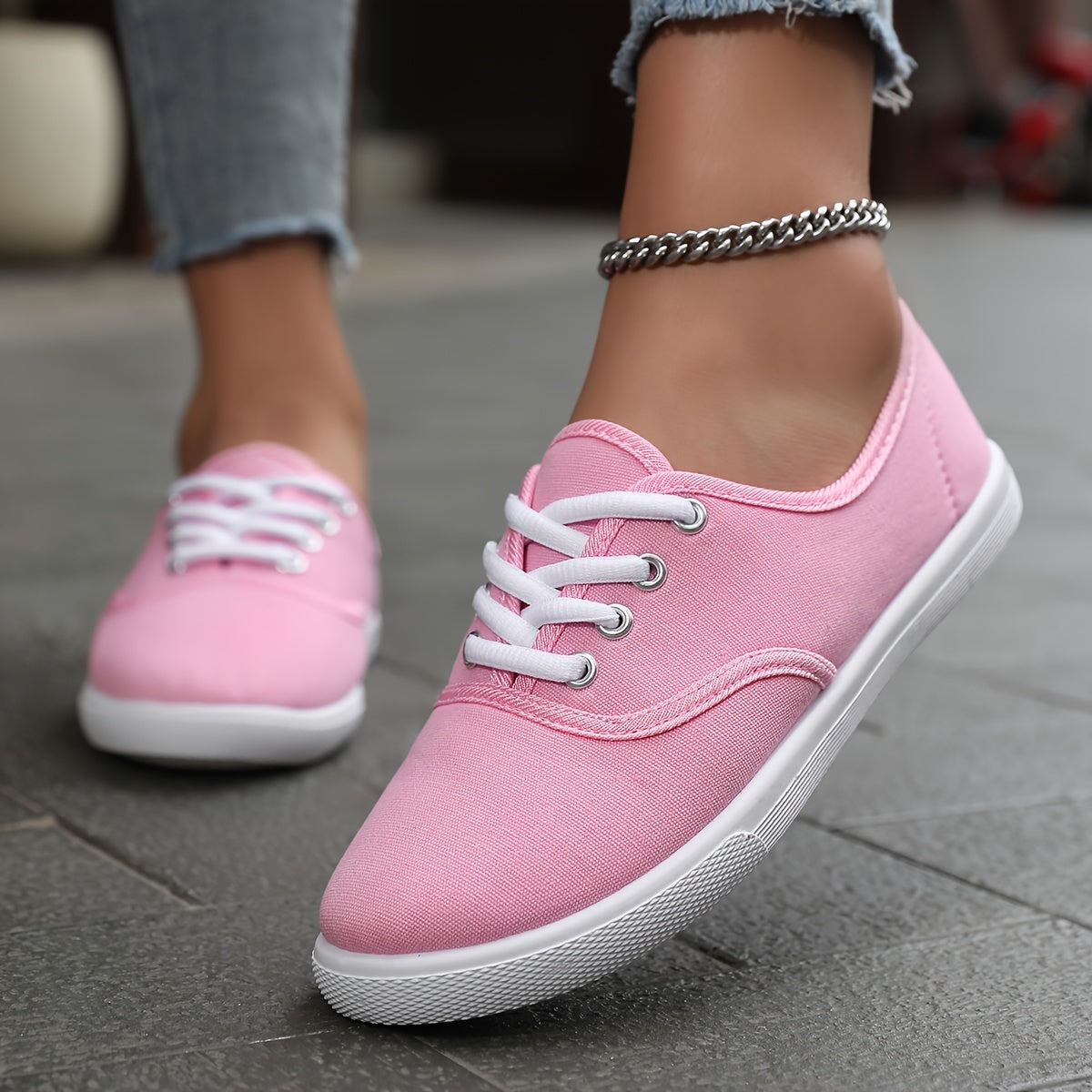 Eveloria Damen Niedrige Canvas Schnürschuhe Bequem