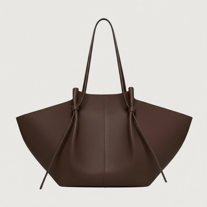 Damen Große Tote Tasche Leder Schleifendetail Lange Henkel
