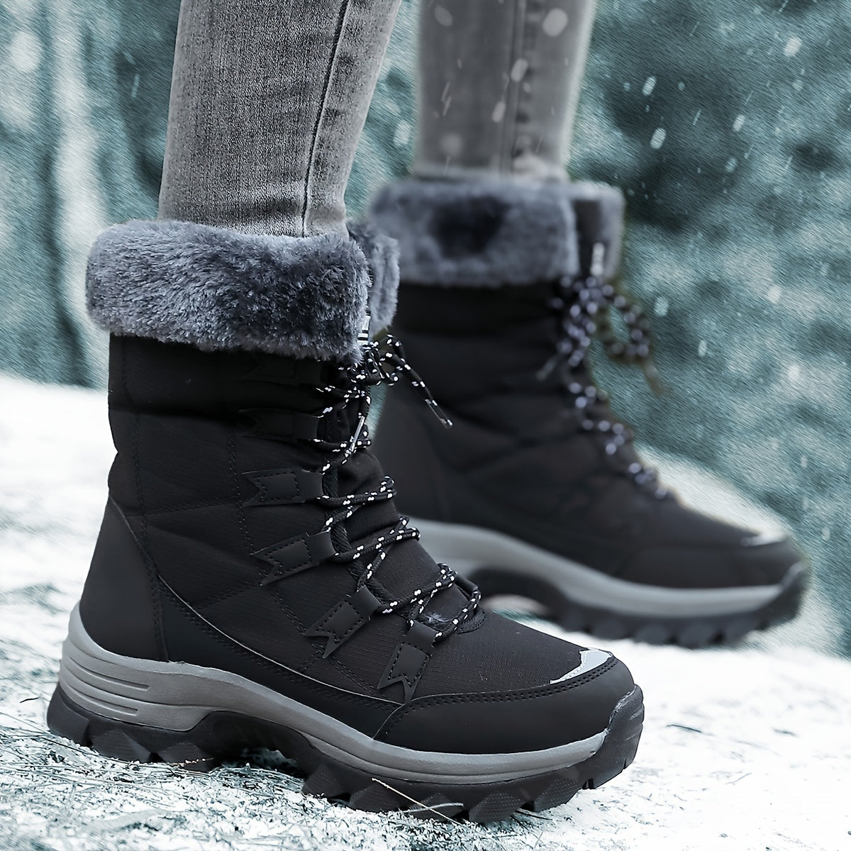 Damen Winterstiefel Braun Wasserfest Rutschfest