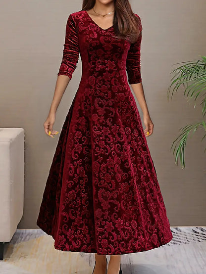 Damen Maxikleid Breiter Saum Falten Design