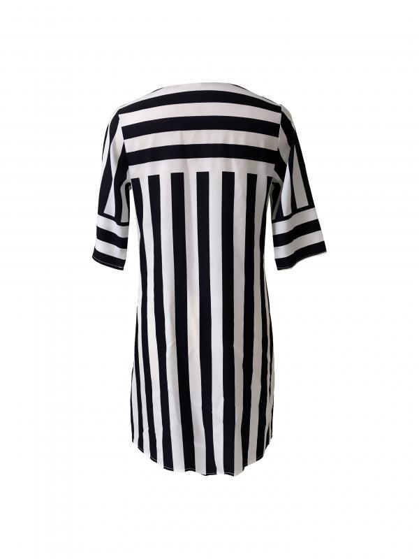 Damen Freizeitkleid Gestreift V-Ausschnitt Halbarm