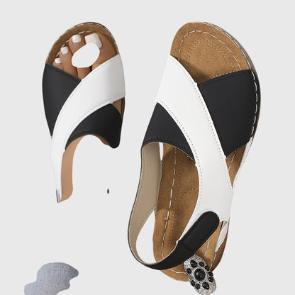 Damen Freizeit-Sandalen Offener Zehenbereich Zweifarbig