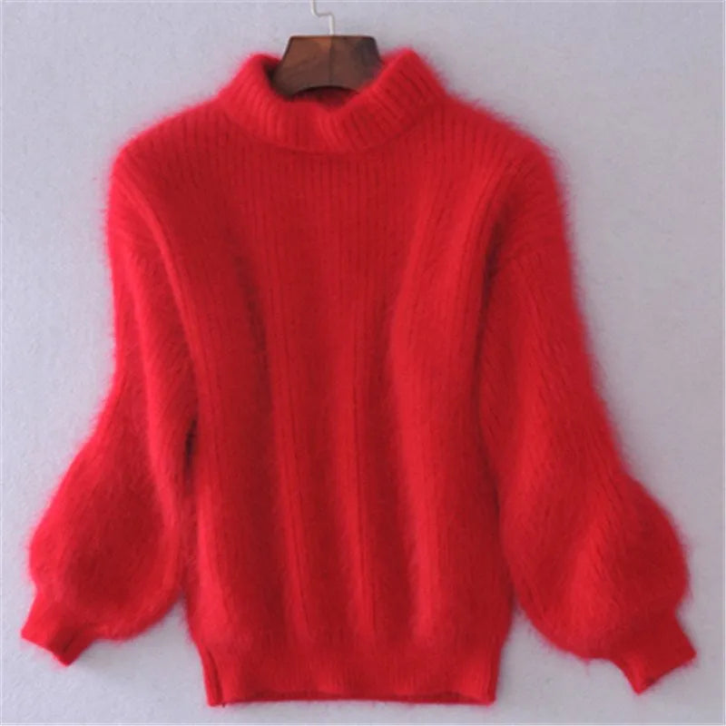 Eveloria Damen Strickpullover Kashmir Gefühl Hochkragen
