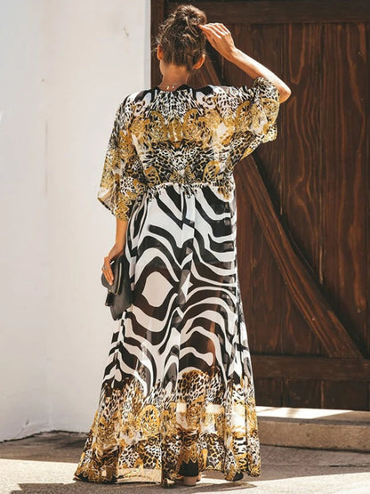 Eveloria Damen Kimono Leopardenmuster