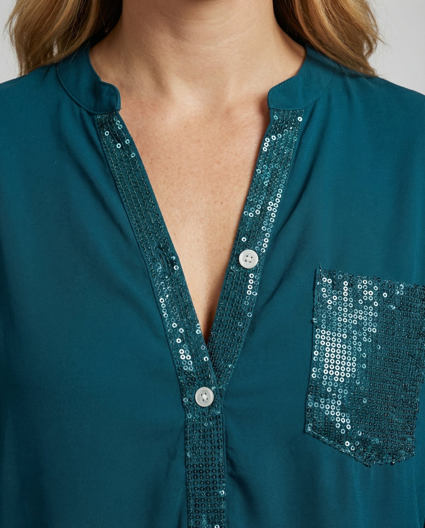 Damen Glitzerbluse mit Pailletten