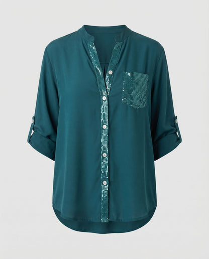 Damen Glitzerbluse mit Pailletten