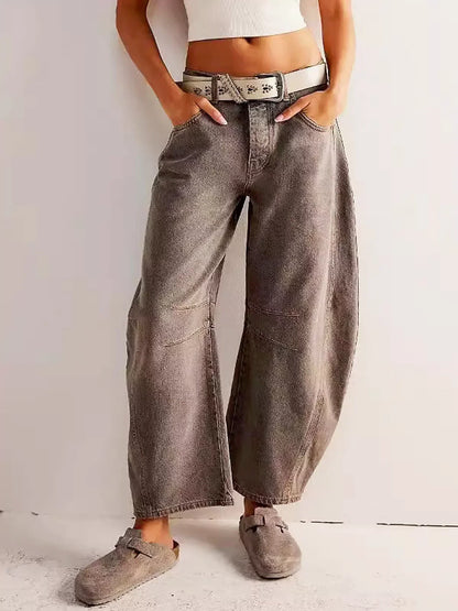 Damen Bedruckte Weite Jeans