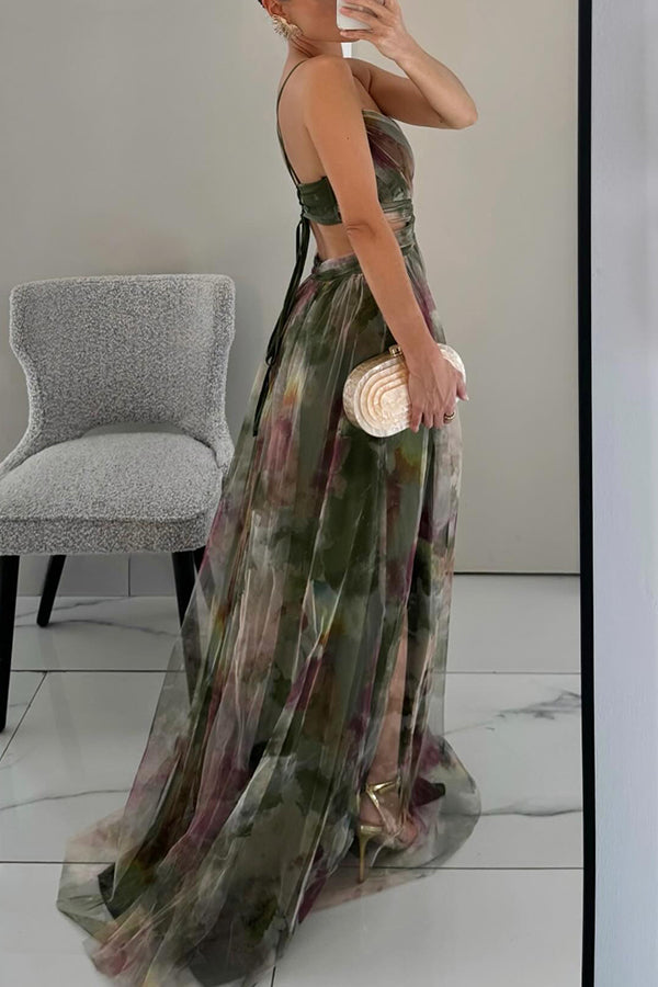 Damen Maxi-Kleid Falten-Design