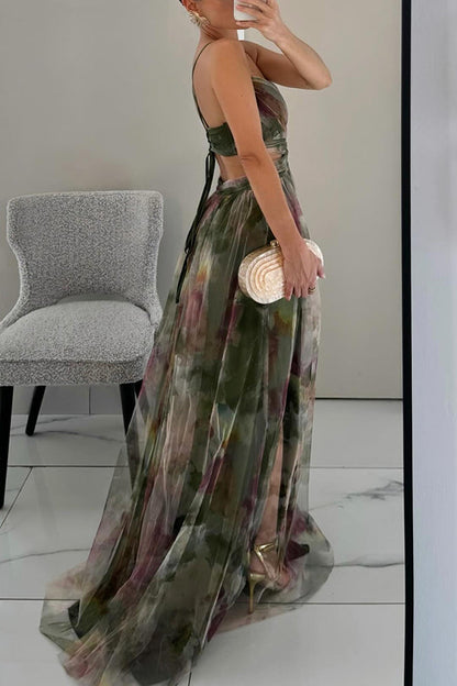Damen Maxi-Kleid Falten-Design