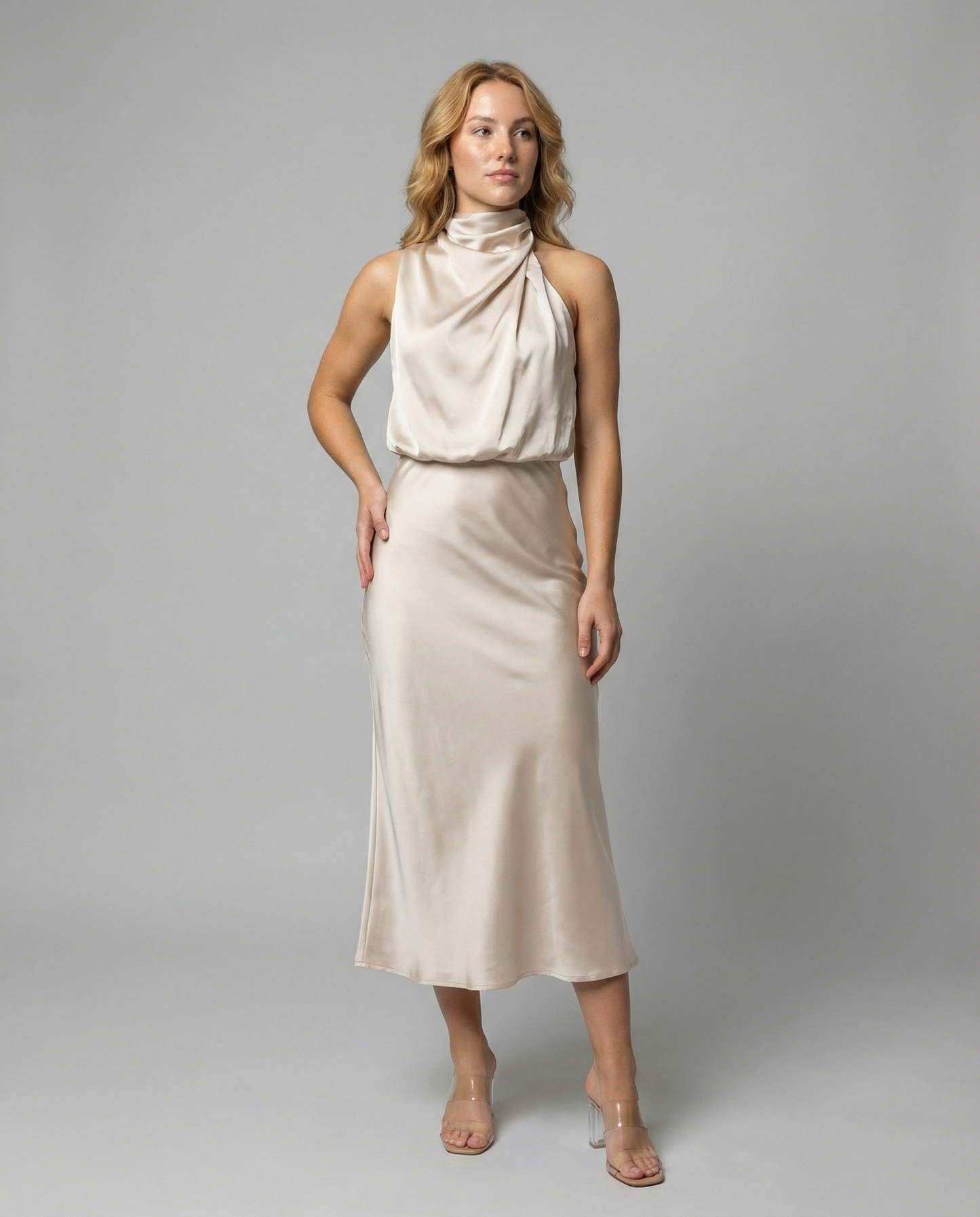 Eveloria Damen Abendkleid Lang Glänzend Elegant