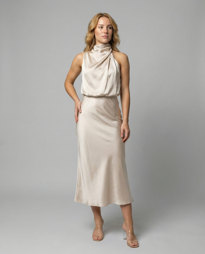 Eveloria Damen Abendkleid Lang Glänzend Elegant