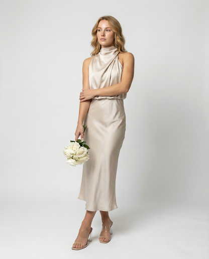 Eveloria Damen Abendkleid Lang Glänzend Elegant