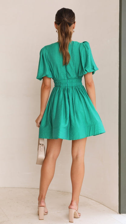 Damen Minikleid Puffärmel