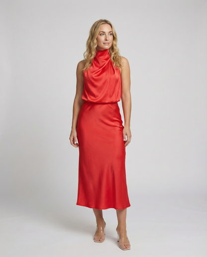 Eveloria Damen Abendkleid Lang Glänzend Elegant