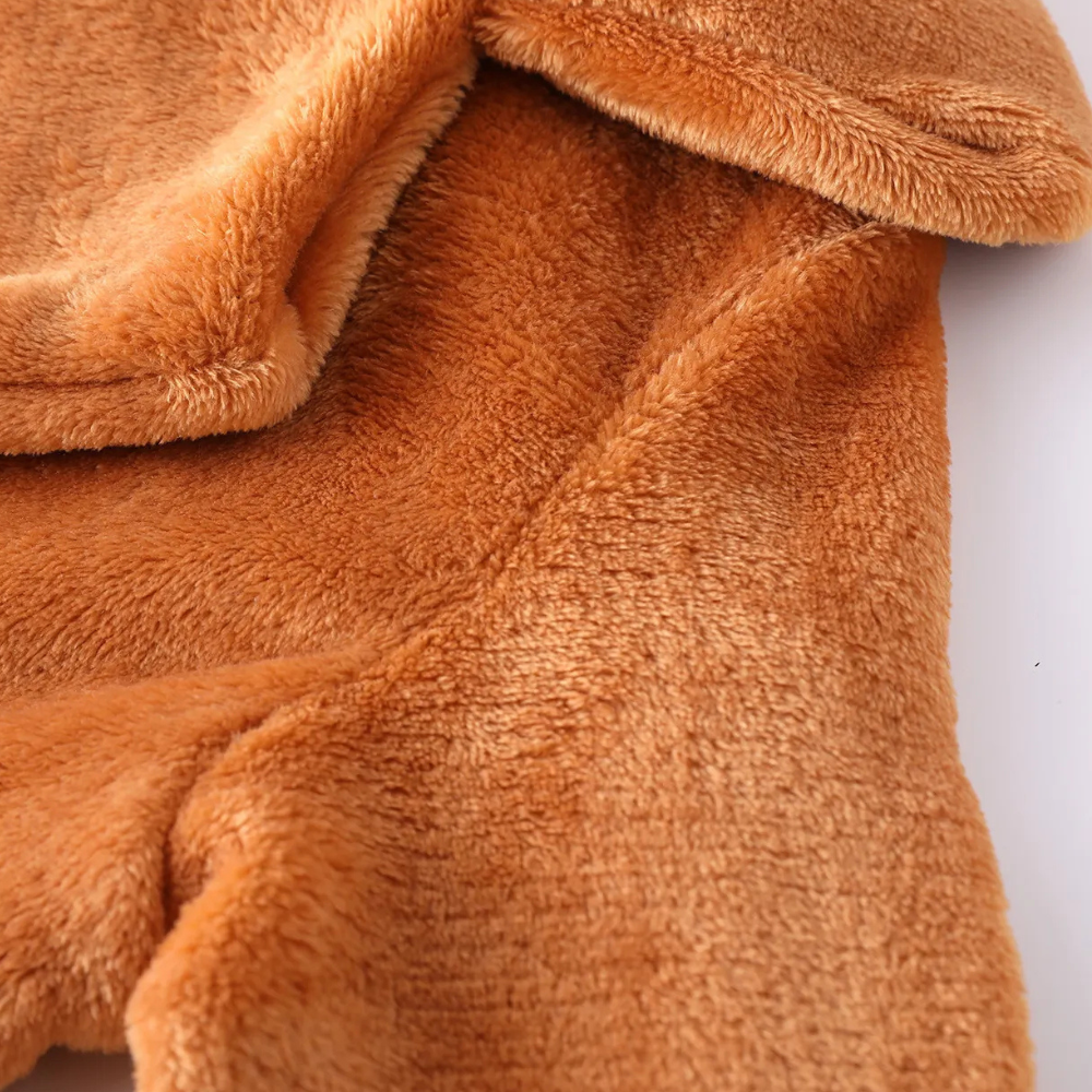 Damen Teddy-Mantel Reverskragen Elegantes Design Beige