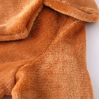 Damen Teddy-Mantel Reverskragen Elegantes Design Beige