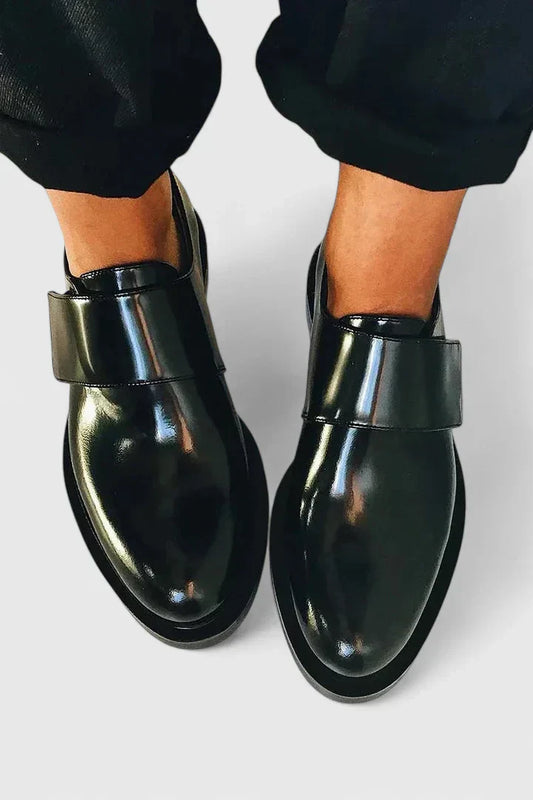 Herren Slip-On Schuhe Elegantes Leder Schwarz - Eveloria
