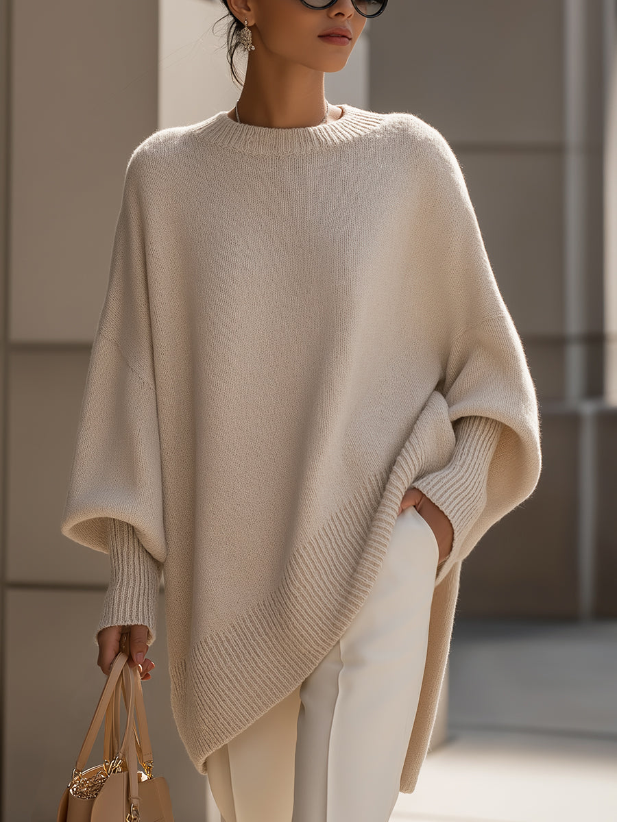 Damen Oversize Pullover Kurz Jasmin Stil - Eveloria