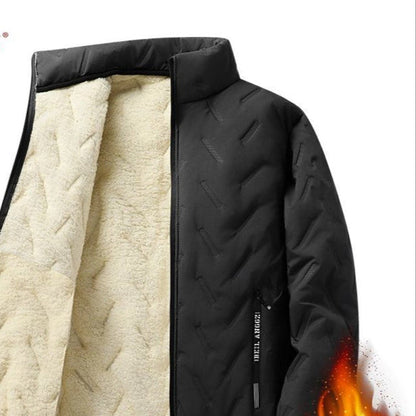 Herren Winterjacke Fleece Reißverschluss Schwarz Olivier - Eveloria