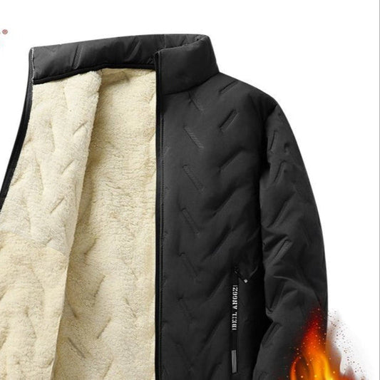 Herren Winterjacke Fleece Reißverschluss Schwarz Olivier - Eveloria