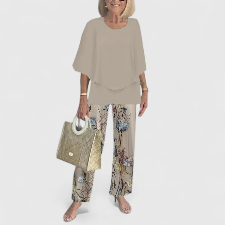 Damen Bedrucktes Hosen Set Zweiteiler - Eveloria