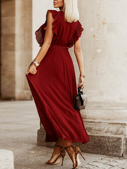 Elegante Schwangerschaftsmaxikleider mit Rüschen und Gürtel - Eveloria