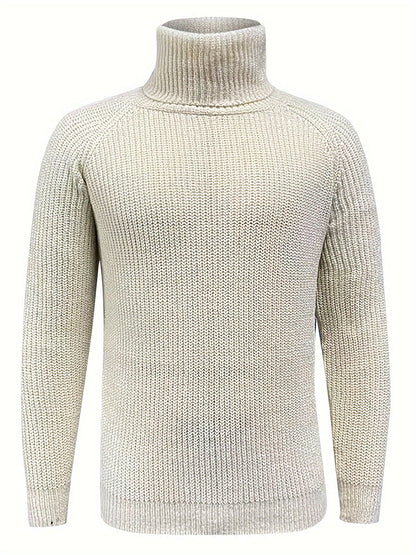 Herren Strickpullover Rollkragen Warm Beige