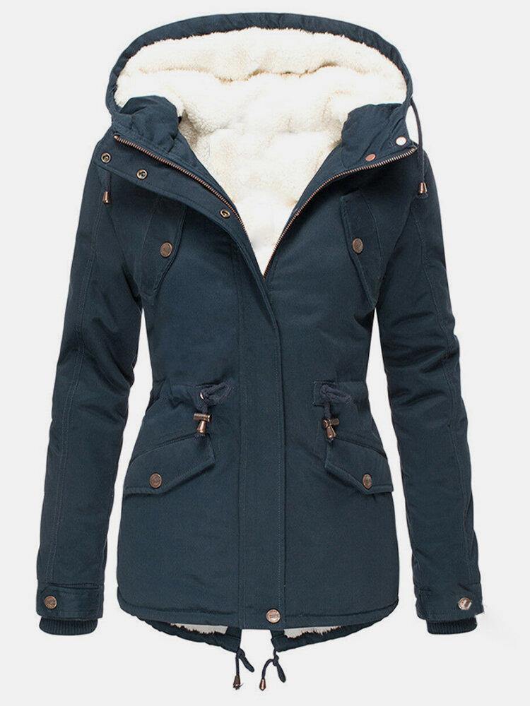 Damen Winterjacke Fleecefüllung Verstellbare Kapuze