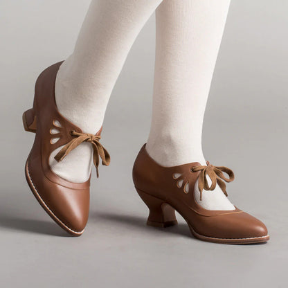 Damen High Heels Schnürschuhe Vintage Stil