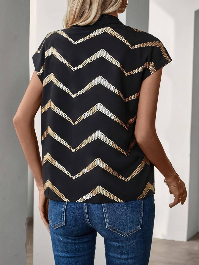 Eveloria Damen Bluse Gestreift V-Ausschnitt Sommer