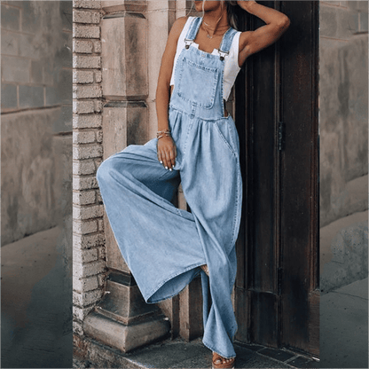 Damen Denim Jumpsuit Blau
