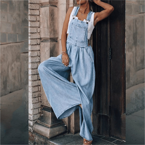 Damen Denim Jumpsuit Blau