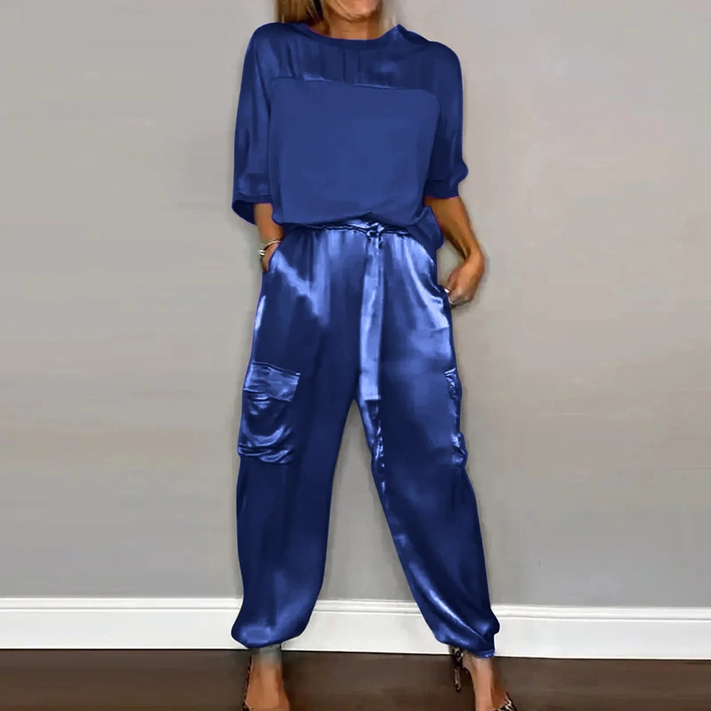 Eveloria Damen Satin Zweiteiler