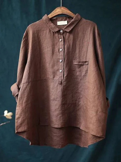 Damen Bluse Knopfleiste Elegante Baumwolle Weiß