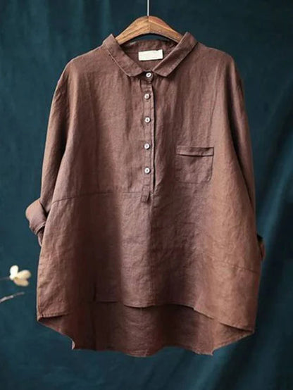 Damen Bluse Knopfleiste Elegante Baumwolle Weiß