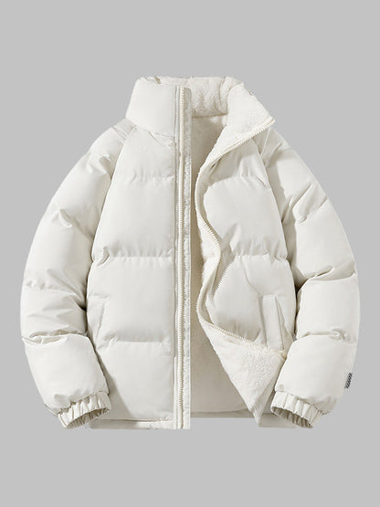 Herren Fleece-Pufferjacke Mit Kapuze Warm
