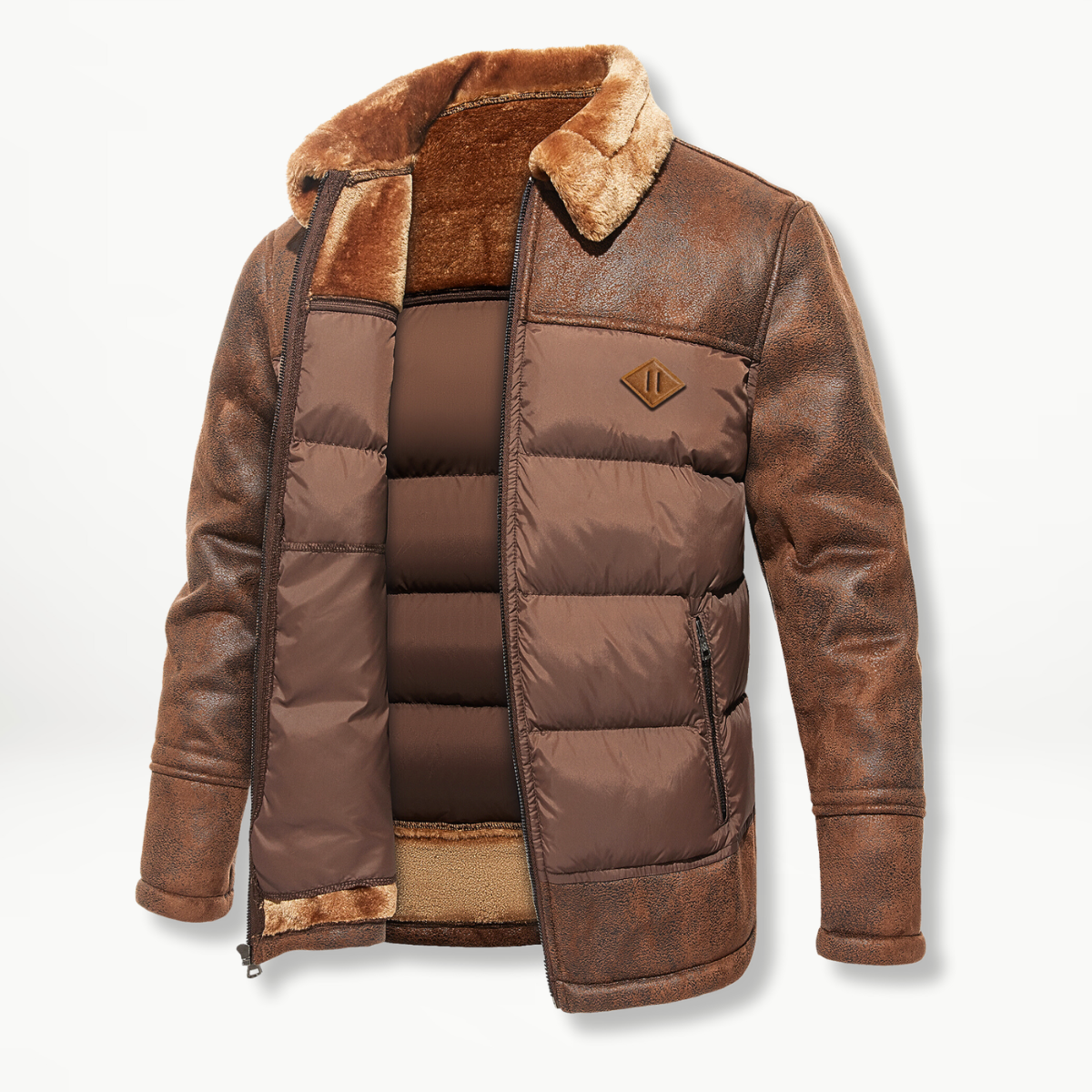 Flemming Herren Winterjacke Kunstleder Fellkragen