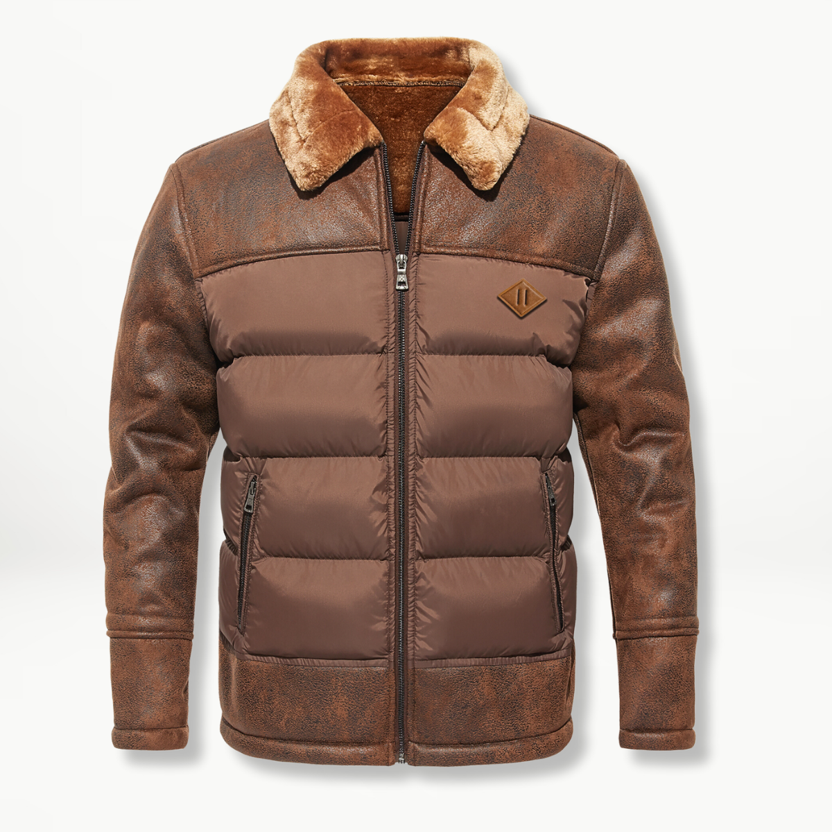 Flemming Herren Winterjacke Kunstleder Fellkragen