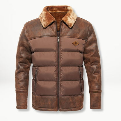 Flemming Herren Winterjacke Kunstleder Fellkragen