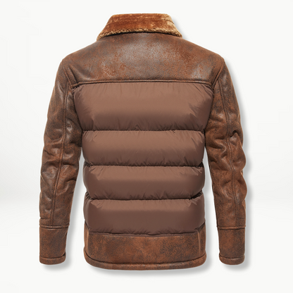 Flemming Herren Winterjacke Kunstleder Fellkragen