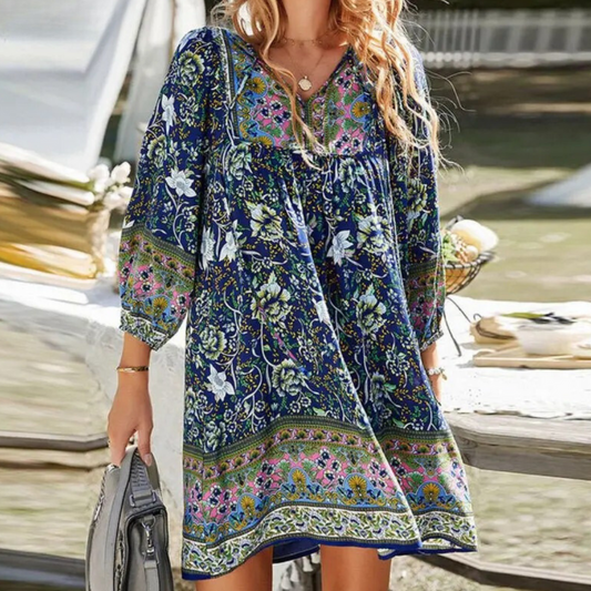 Eveloria Damen Maxikleid mit Bauchabdeckung Boho-Stil - Eveloria