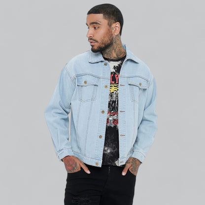 Eveloria Herren Jeansjacke Bequem Blau